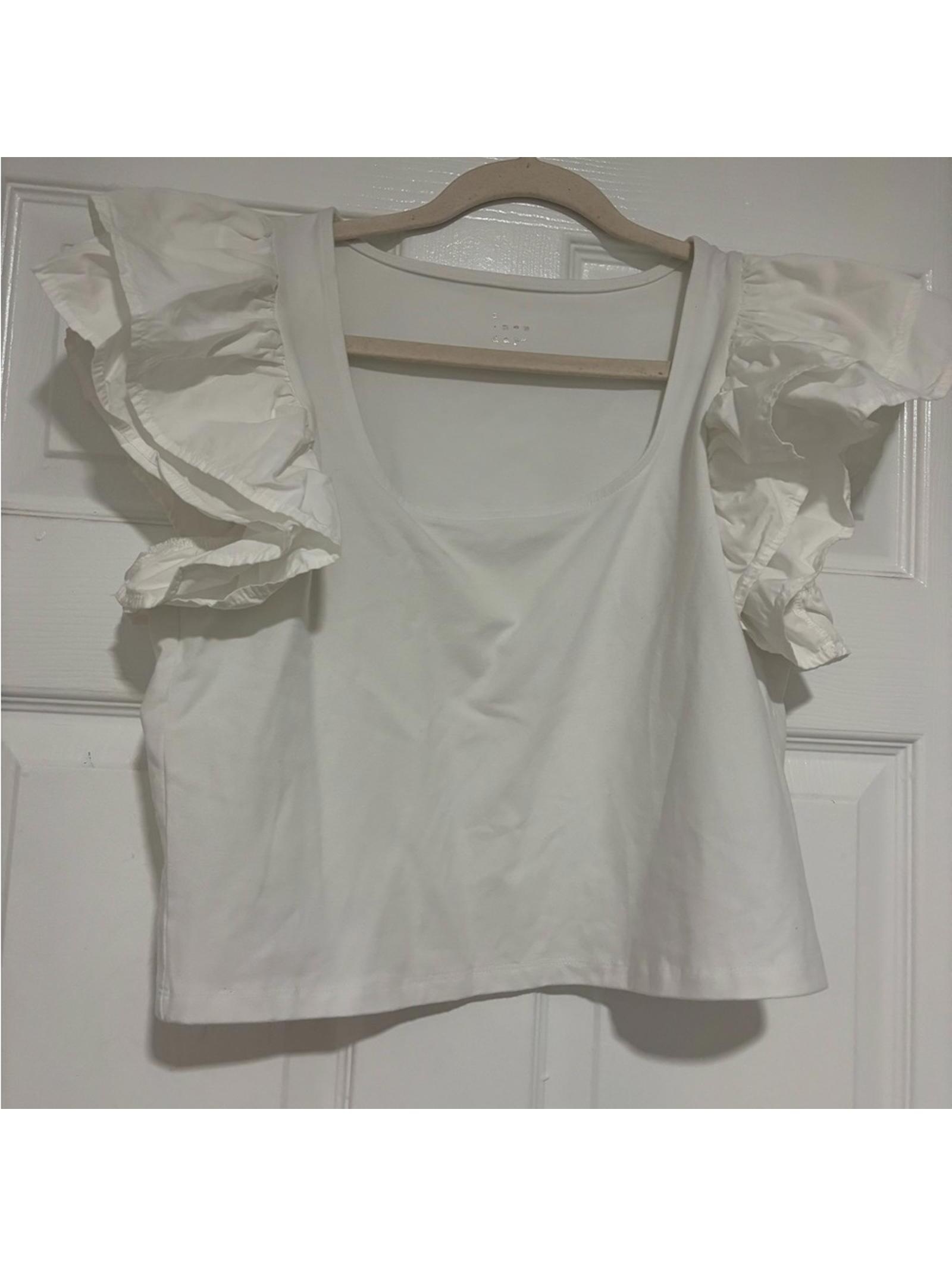 White Ruffled Sleeve Blouse Medium